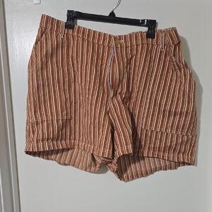 Big Bud Press Brown Striped Women's Shorts - Work Pants Cut